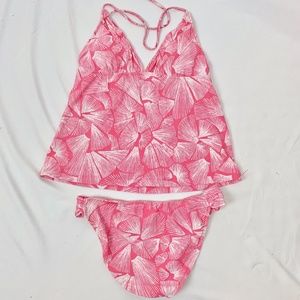 5/$25 Mossimo Pink & White Leaf Tankini Set Sz Med